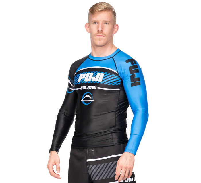 Fuji Freestyle 2.0 Long Sleeve IBJJF Rash Guard Blue for BJJ and MMA training, view 2