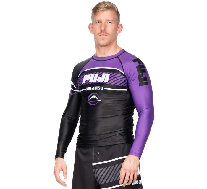 Fuji Freestyle 2.0 Long Sleeve IBJJF Rash Guard Purple for BJJ and MMA training, view 2