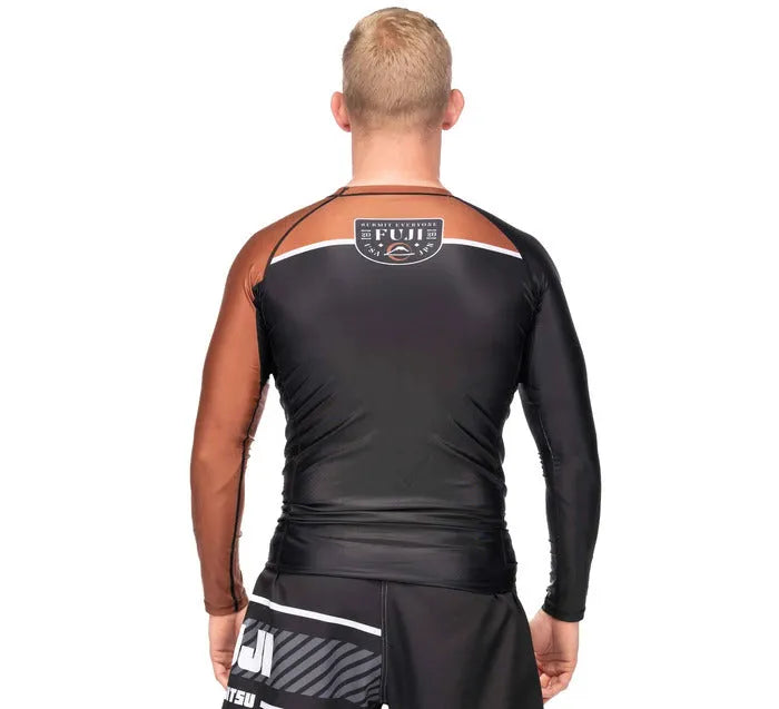 Fuji Freestyle 2.0 Long Sleeve IBJJF Rash Guard Brown for BJJ and MMA training, view 4