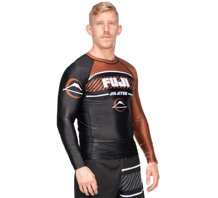 Fuji Freestyle 2.0 Long Sleeve IBJJF Rash Guard Brown for BJJ and MMA training, view 5