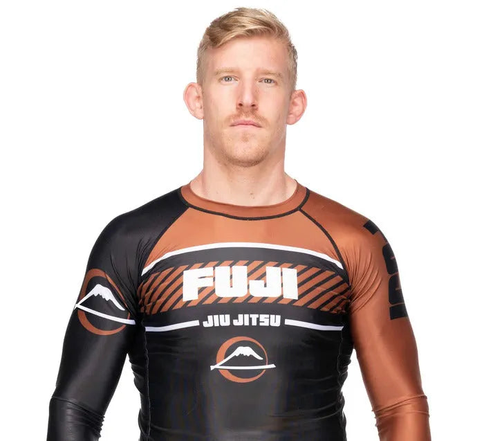 Fuji Freestyle 2.0 Long Sleeve IBJJF Rash Guard Brown for BJJ and MMA training, view 6