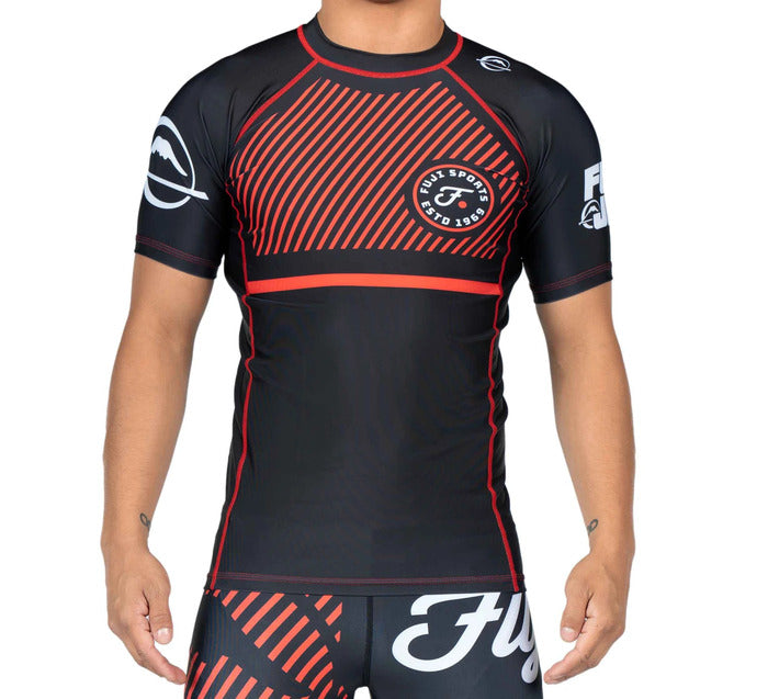 Fuji Script Short Sleeve Rash Guard - Red - X-Large