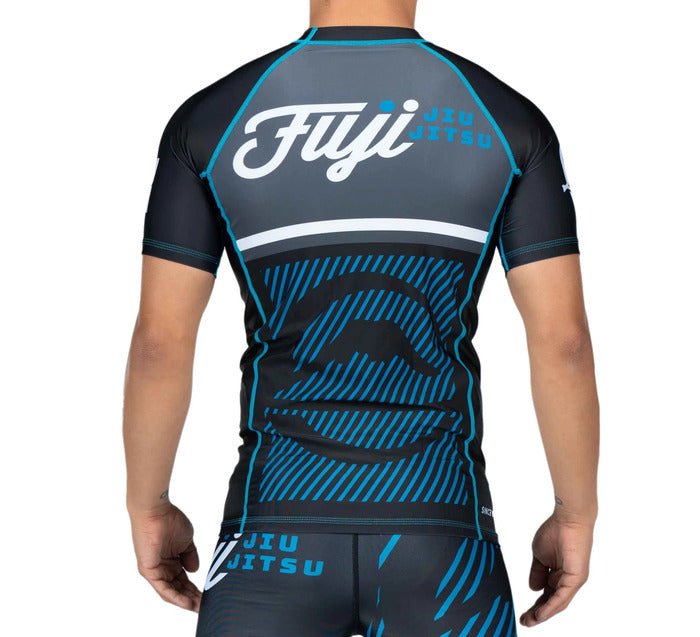 Fuji Script Short Sleeve Rash Guard - Blue - XX-Large