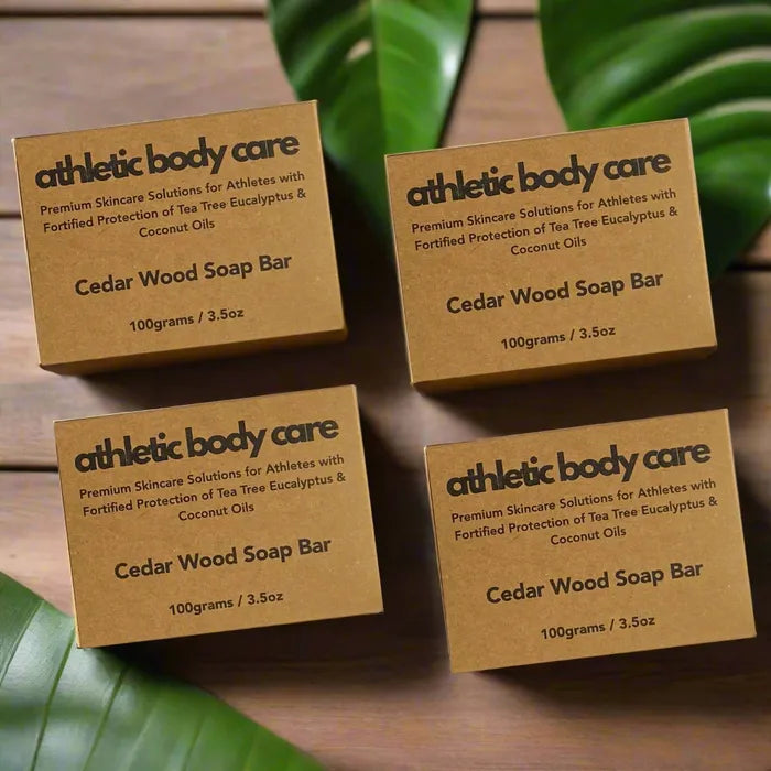 Athletic Body Care Soap Bar Cedar Wood Scrub 4 Pack