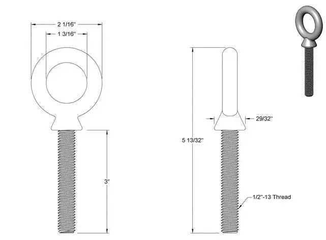 Fuji Bag Rack Replacement Eye-Bolts for boxing and striking training, view 3