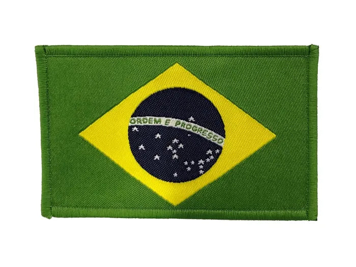 Fuji Brazilian flag woven patch in green, yellow and blue with a stitched border