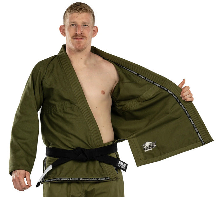 Fuji Suparaito BJJ Gi - Military Green jacket open