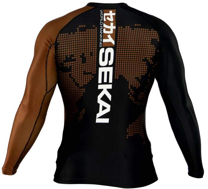 Fuji Sekai 2.0 Brown Ranked Rashguard for BJJ and MMA training, view 3