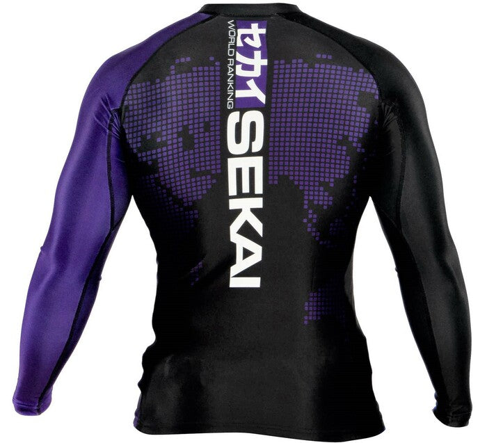 Fuji Sekai 2.0 Purple Ranked Rashguard for BJJ and MMA training, view 3