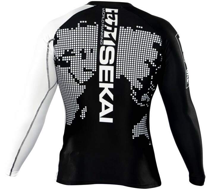 Fuji Sekai 2.0 White Ranked Rashguard for BJJ and MMA training, view 2