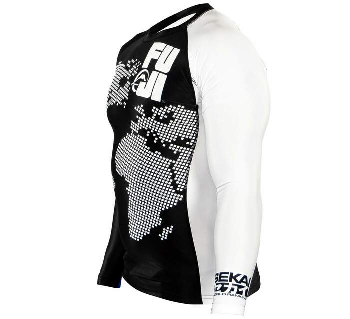 Fuji Sekai 2.0 White Ranked Rashguard for BJJ and MMA training, view 3