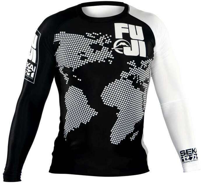 Fuji Sekai 2.0 White Ranked Rashguard for BJJ and MMA training, view 20