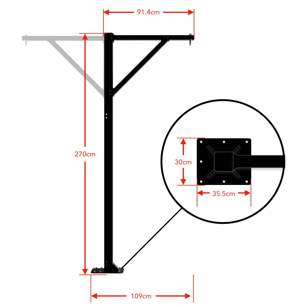 FUJI Hangman Bag Rack with size dimensions