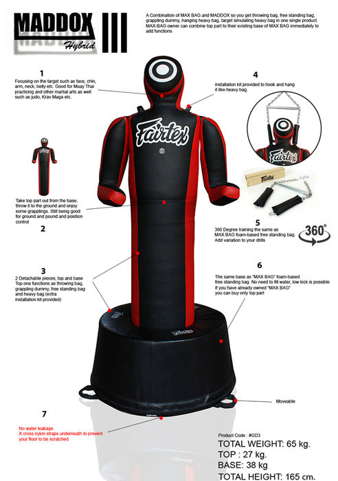 Fairtex Maddox III Hybrid Grappling Dummy - GD3 - details