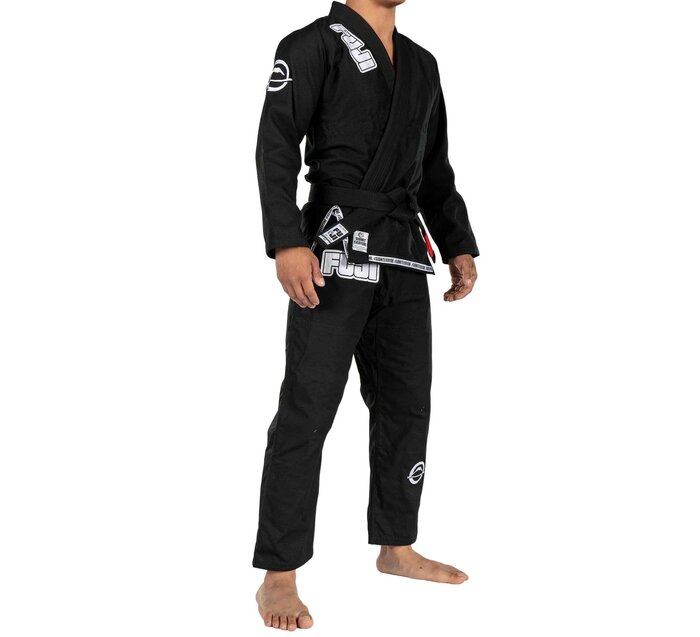 Fuji Black Submit Everyone BJJ Gi front right view