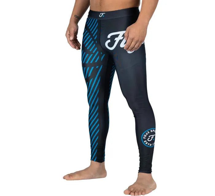 Fuji Blue Script BJJ Spats left side view