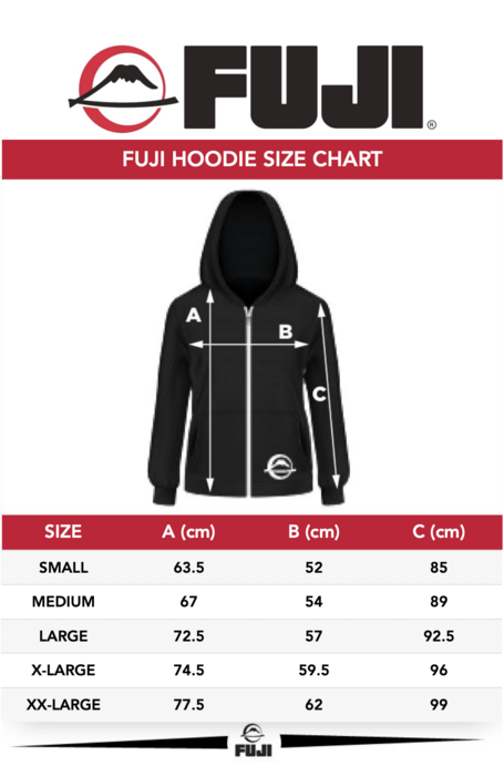 Fuji Hoodie Size Chart