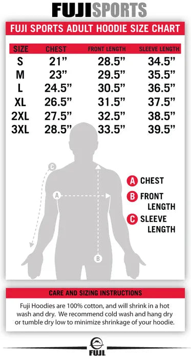 Fuji Hoodies Size Chart