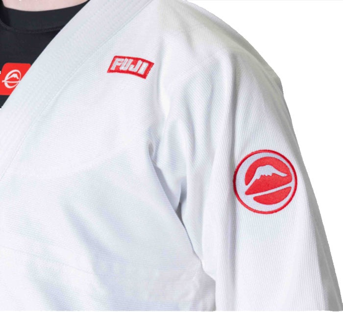 Fuji IBJJF Competition BJJ Gi White front left should detail view