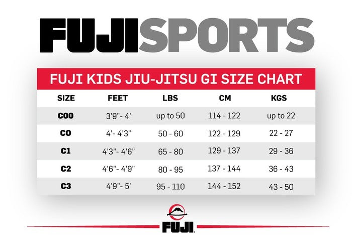 Fuji Kids BJ Gi Size Chart
