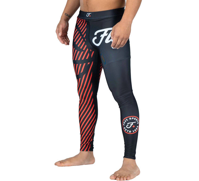 Fuji Red Script BJJ Spats front left view