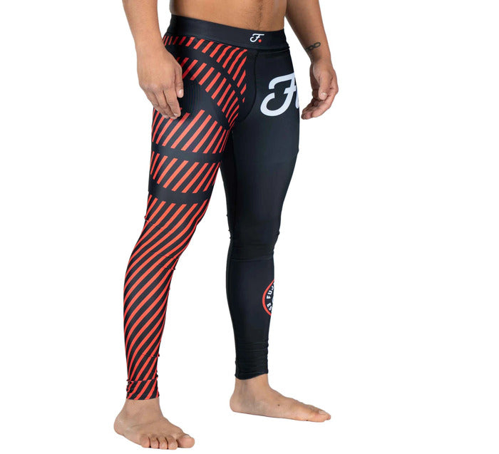 Fuji Red Script BJJ Spats front right view