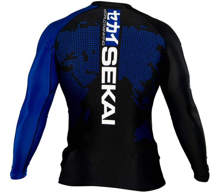 Fuji Sekai 2.0 Blue Ranked Rashguard back side view