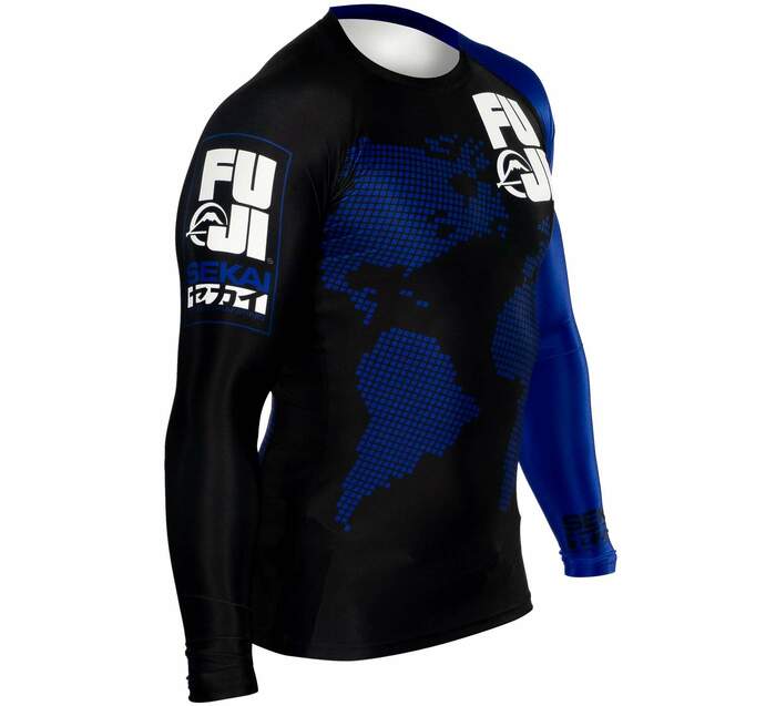 Fuji Sekai 2.0 Blue Ranked Rashguard front side view