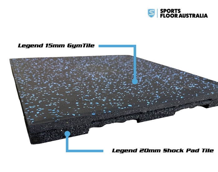 Legend Shock Pad Tile under Legend 15mm Gym Tile 2