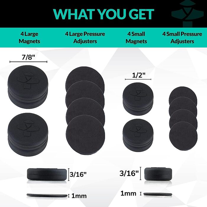 SenseAid Cauliflower Ear Magnet kit sizes