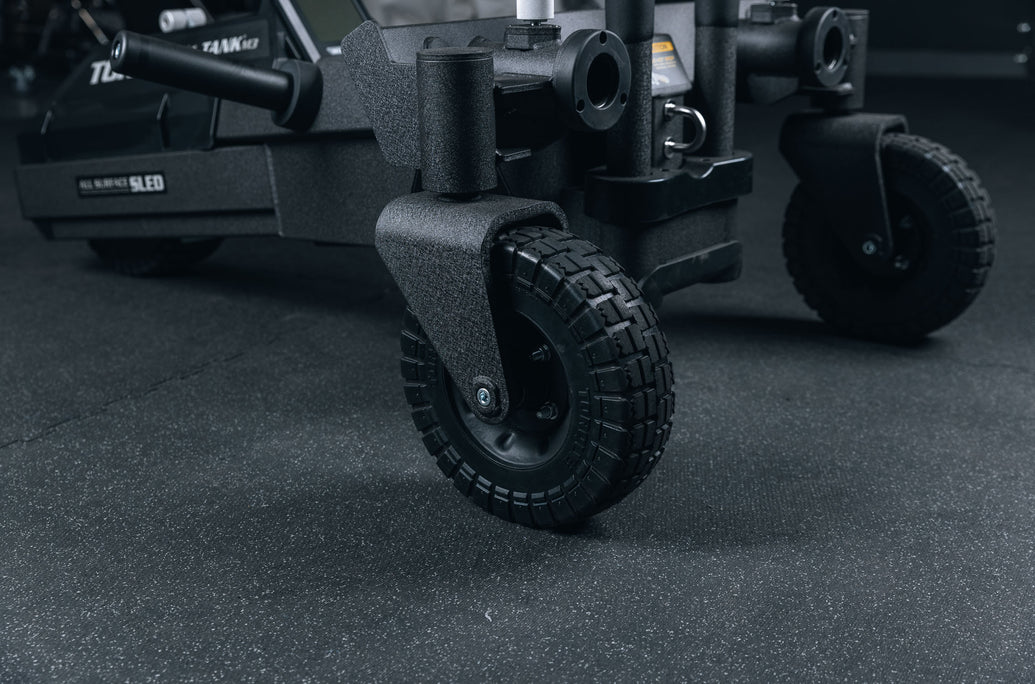 Torque Fitness TANK M3 Push Sled close up pivot wheels